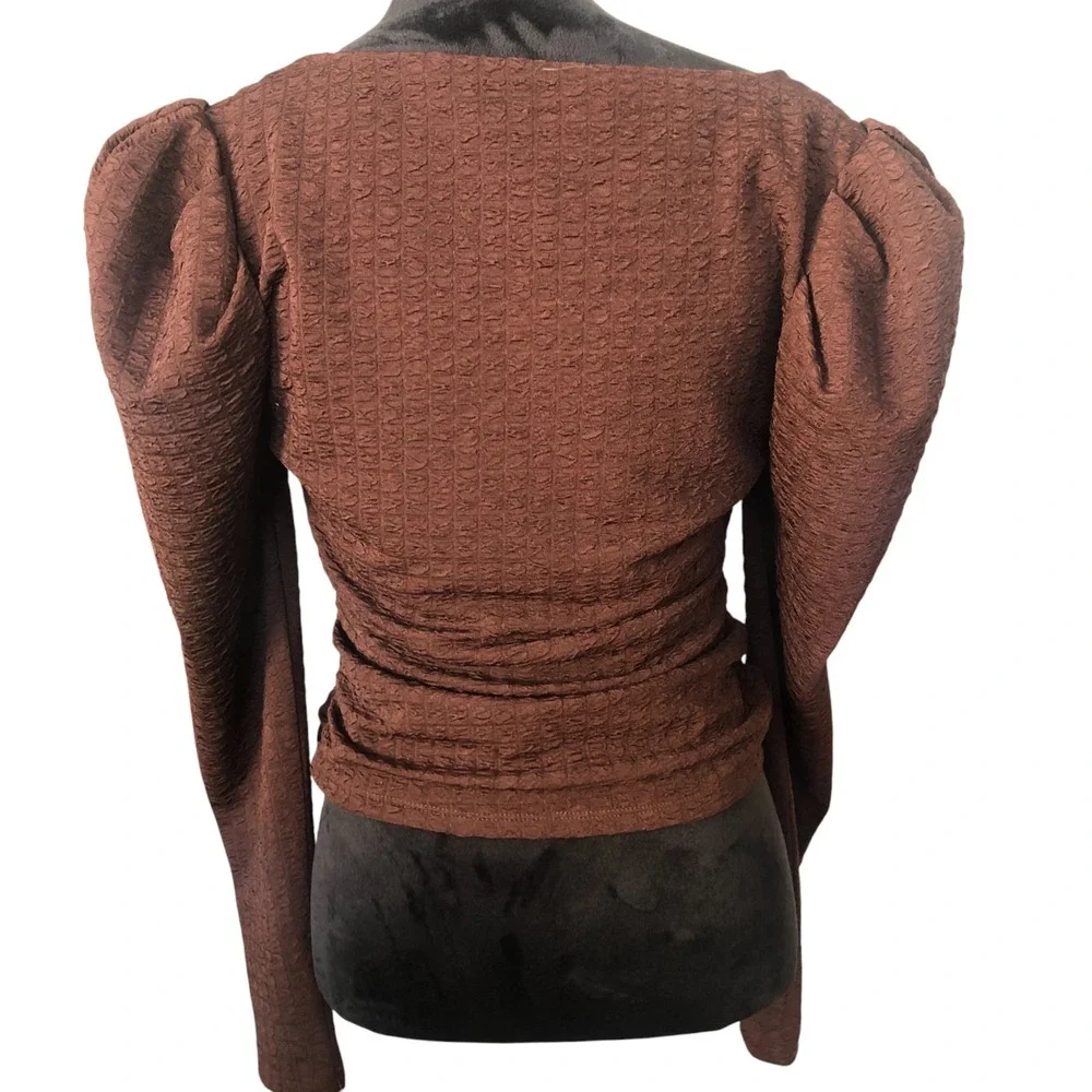 ASTR‎ The Label Romantic Puff Sleeve Renaissance Brown Boho Peasant Top L